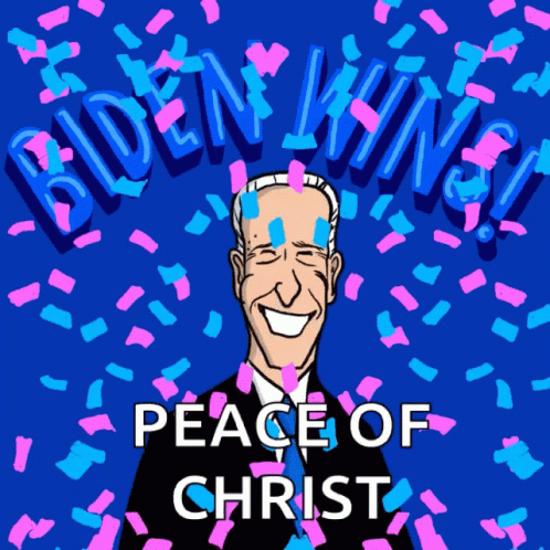 Cartoon Biden With Biden Wins Text GIF