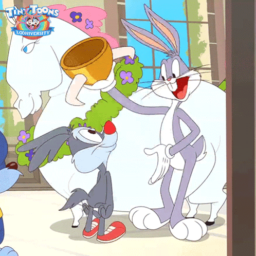 A Cartoon Of Bugs Bunny And Looney Tunes Characters GIF