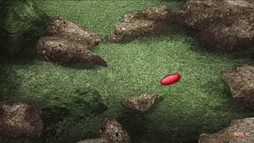 A Cartoon Of Captain America With A Red Fist And A Marvel Hq Logo GIF