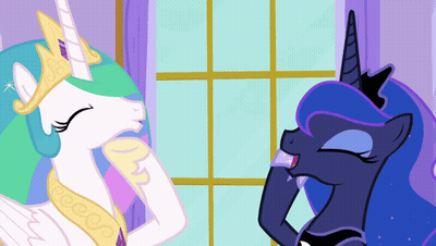 A Cartoon Of Celestia And Nightmare Moon GIF