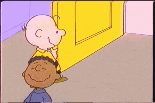 A Cartoon Of Charlie Brown And Eddie Beagle Dancing GIF
