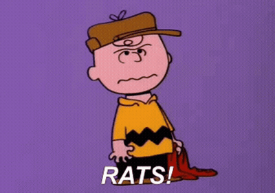 A Cartoon Of Charlie Brown With The Words Rats Written On The Bottom GIF