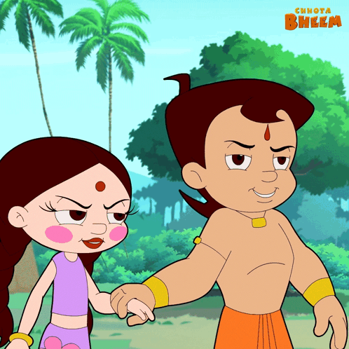 A Cartoon Of Chhota Bheem Holding Hands GIF