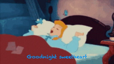 A Cartoon Of Cinderella Sleeping With The Words Goodnight Sweetheart Written Below Her GIF
