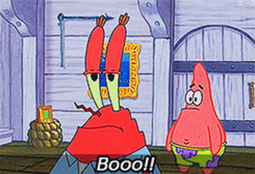 A Cartoon Of Crab And Patrick Saying Booo !! GIF