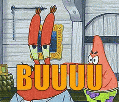 A Cartoon Of Crab And Patrick Saying Buuuu GIF