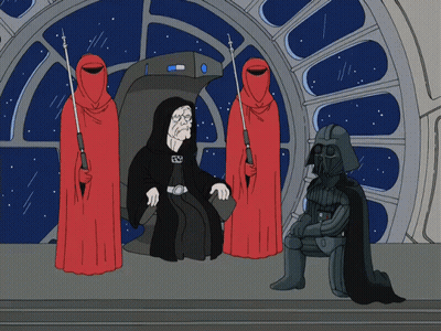 A Cartoon Of Darth Vader And Emperor Palpatine On A Star Wars Ship GIF