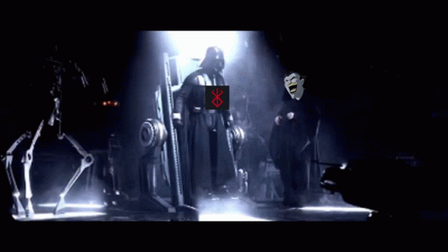 A Cartoon Of Darth Vader Standing Next To A Man GIF