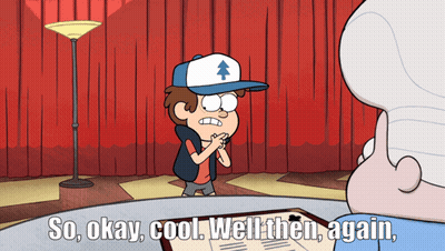 A Cartoon Of Dipper From Gravity Falls Talking To An Older Man GIF