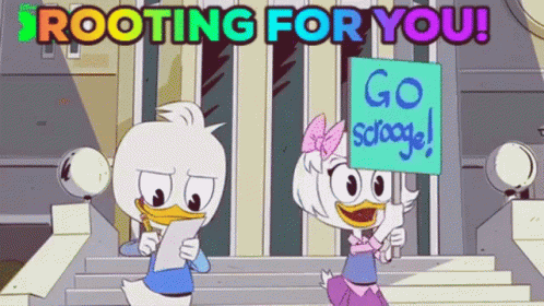Donald And Daisy Duck Holding Rooting For You Sign GIF