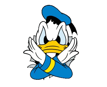 A Cartoon Of Donald Duck Making A Stop Sign With His Hands Sticker
