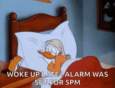A Cartoon Of Donald Duck Sleeping In A Bed With A Towel On His Head . GIF