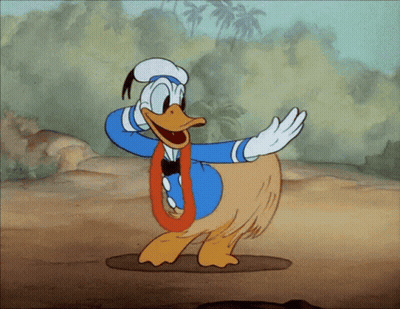 A Cartoon Of Donald Duck Wearing A Lei Is Dancing GIF