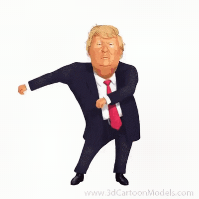 A Cartoon Of Donald Trump Dancing In A Suit And Tie . GIF