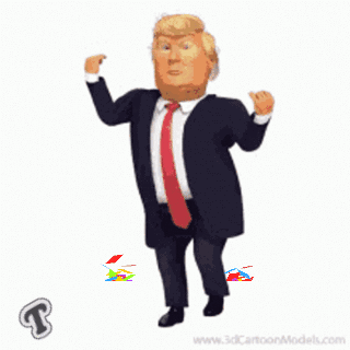 A Cartoon Of Donald Trump Dancing With Confetti And The Words Tic Tok Dance Challenge GIF