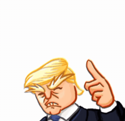 A Cartoon Of Donald Trump With The Words Fired Scammer Written Above Him GIF