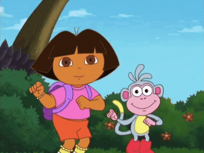 A Cartoon Of Dora The Explorer And A Monkey GIF