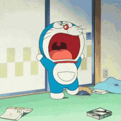 A Cartoon Of Doraemon Screaming With His Mouth Wide Open GIF