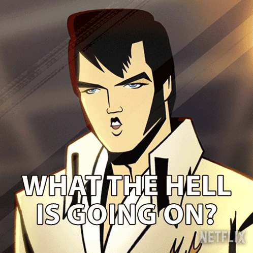 A Cartoon Of Elvis Presley Says What The Hell Is Going On Netflix GIF