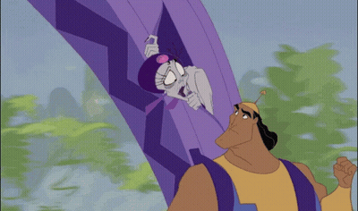 A Cartoon Of Emperor And Empress From The Emperor 'S New Groove Talking To Each Other GIF