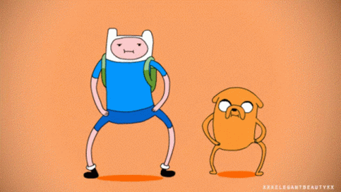 A Cartoon Of Finn And Jake From Adventure Time Dancing GIF