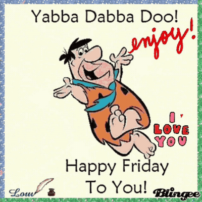 A Cartoon Of Flintstone Wishing A Happy Friday To Someone GIF