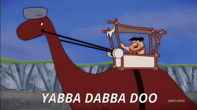 A Cartoon Of Flintstone With A Glitch Effect GIF