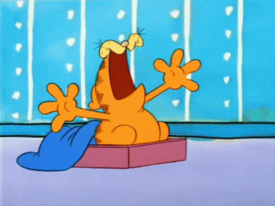 A Cartoon Of Garfield With His Mouth Open GIF