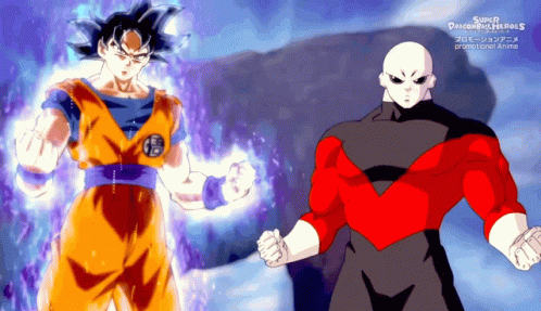 A Cartoon Of Goku And Jiren From Dragon Ball GIF