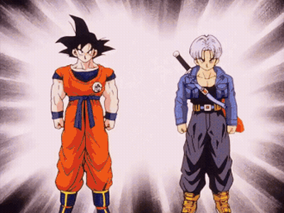 A Cartoon Of Goku And Trunks From Dragon Ball Z GIF