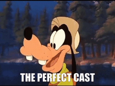 A Cartoon Of Goofy With The Perfect Cast Written Below Him GIF