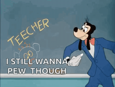 A Cartoon Of Goofy Writing The Word Teacher On The Blackboard GIF