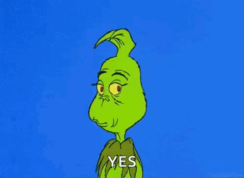A Cartoon Of Grinch Saying Yes On A Blue Background GIF