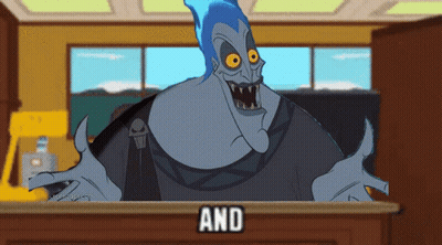 A Cartoon Of Hades Sitting In A Courtroom With The Words And Behind Him GIF