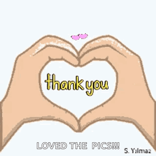 A Cartoon Of Hands Making A Heart Shape With The Words Thank You GIF