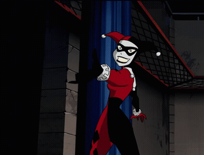 A Cartoon Of Harley Quinn And Batgirl Fighting GIF