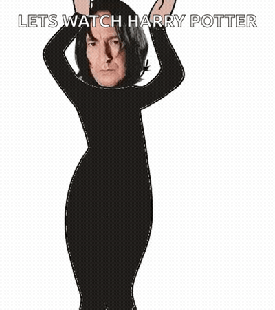 A Cartoon Of Harry Potter Flexing His Muscles In A Black Bodysuit . GIF
