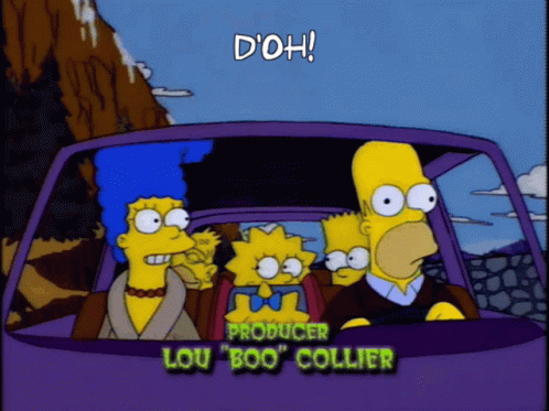 A Cartoon Of Homer Simpson And Marge Simpson Driving A Car GIF