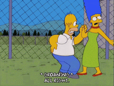 A Cartoon Of Homer Simpson And Marge Simpson Standing Next To Each Other And Groaning All Right GIF