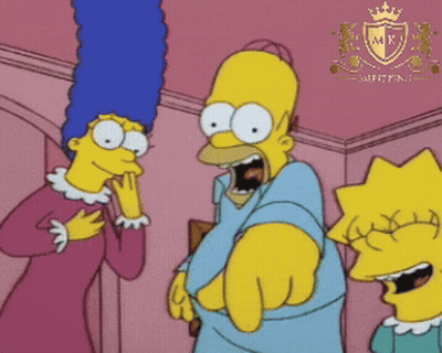 A Cartoon Of Homer Simpson And Marge Simpson Standing Next To Each Other GIF