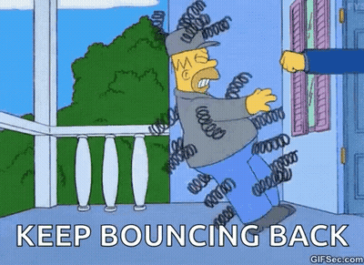 A Cartoon Of Homer Simpson Being Chased By A Man With Springs On His Feet . GIF