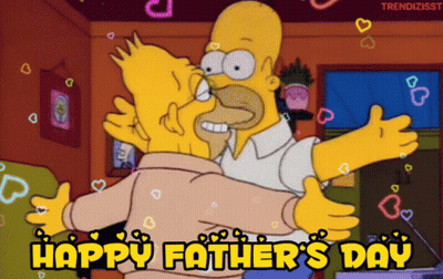 A Cartoon Of Homer Simpson Hugging Bart Simpson With The Words Happy Father 'S Day Above Them GIF