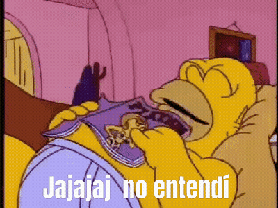 A Cartoon Of Homer Simpson Laying On A Bed Reading A Magazine With The Words Jajaj No Entendi Below Him GIF