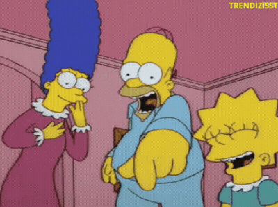 A Cartoon Of Homer Simpson Pointing At Marge And Lisa Simpson GIF