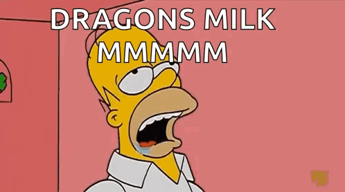 A Cartoon Of Homer Simpson Saying Dragons Milk Mmmmm GIF