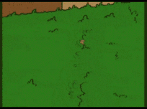 A Cartoon Of Homer Simpson Standing In A Grassy Field GIF