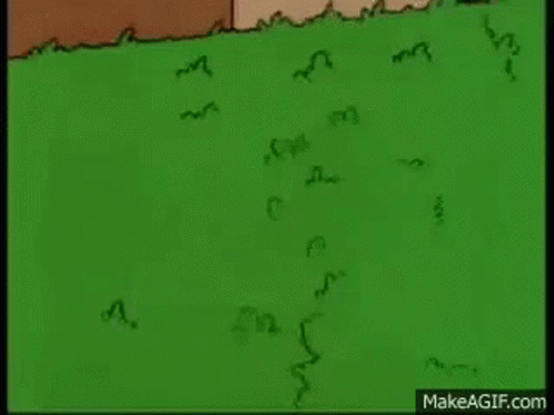A Cartoon Of Homer Simpson Standing In Front Of A Lush Green Field GIF