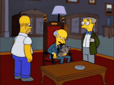 A Cartoon Of Homer Simpson Standing Next To A Man GIF