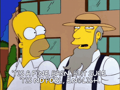 A Cartoon Of Homer Simpson Talking To A Farmer GIF