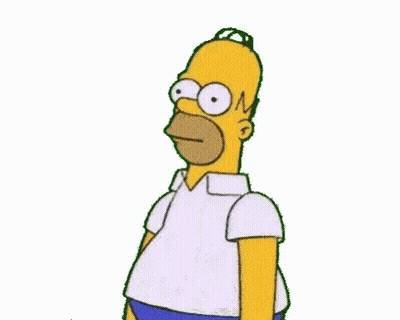 A Cartoon Of Homer Simpson With A Bun On His Head And A White Shirt GIF